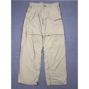 ExOfficio Convertible Pants Mens 36 Beige Insect Shield Hiking Nylon Zip Off
